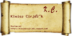 Kleisz Cirjék névjegykártya